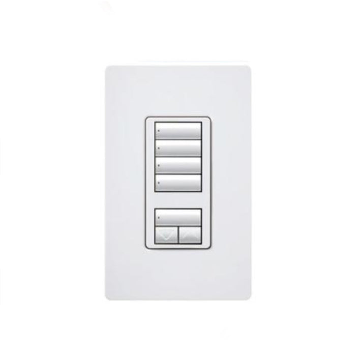 Lutron RRD-W4S-SW, RadioRA 2 seeTouch Wall-Mount Designer Keypad - 4 Scene w/ Raise-Lower - Snow