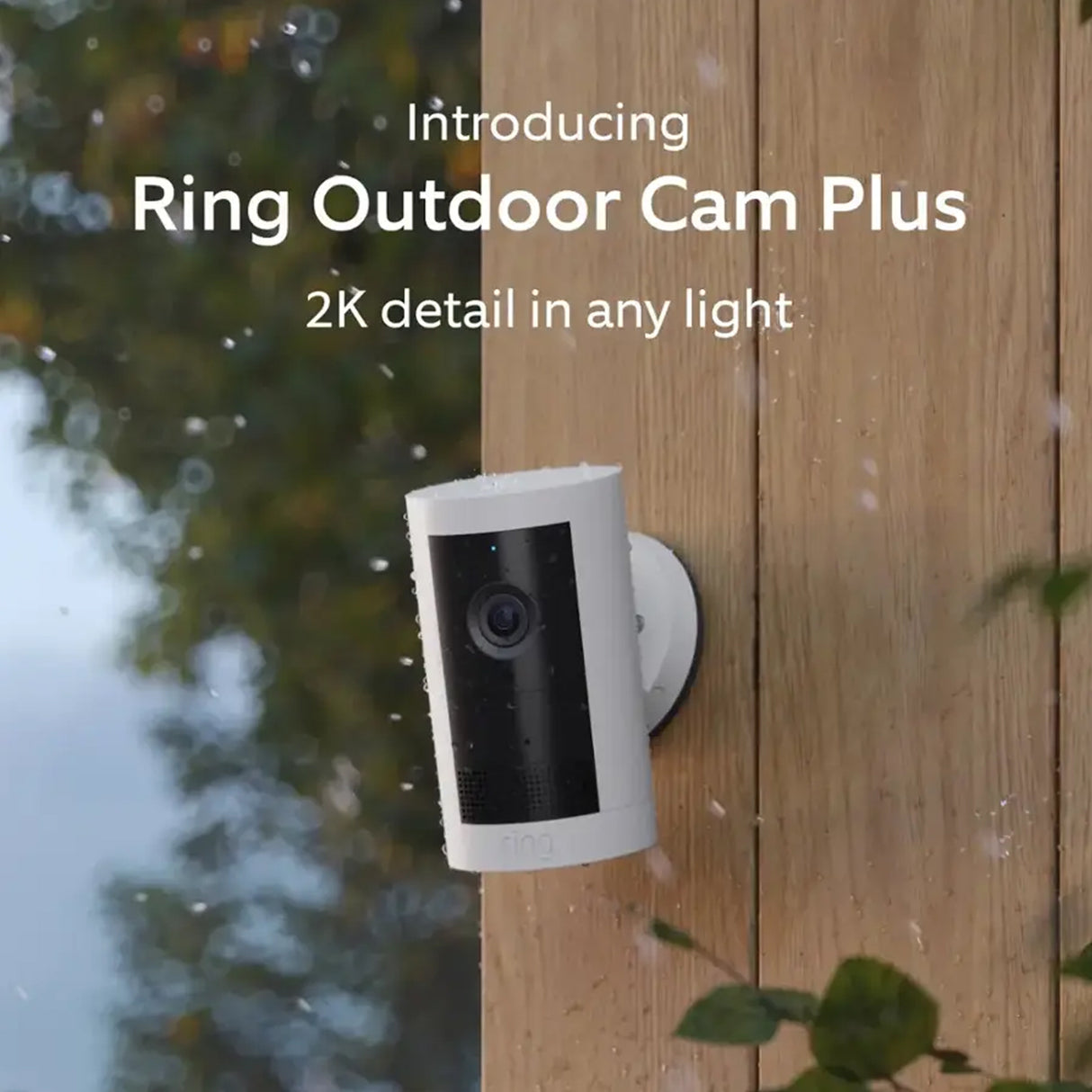 Ring Outdoor Cam Plus Featuring Retinal 2K, Battery, Indoor / Outdoor, (Black / White)