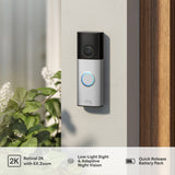Ring Video Doorbell Battery Plus 2K, with wide-angle video, up to 6x Enhanced Zoom, Night Vision