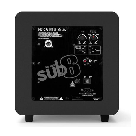Kanto SUB8V, 8" 300W Sealed Powered Subwoofer and Bluetooth, Matte Black / Vinyl White