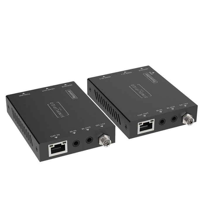 Simplified EXMICRO2iSW, HDMI Extender 4K over Cat6 up to 50 meters with built in Switch