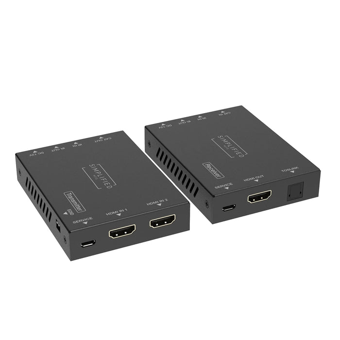 Simplified EXMICRO2iSW, HDMI Extender 4K over Cat6 up to 50 meters with built in Switch