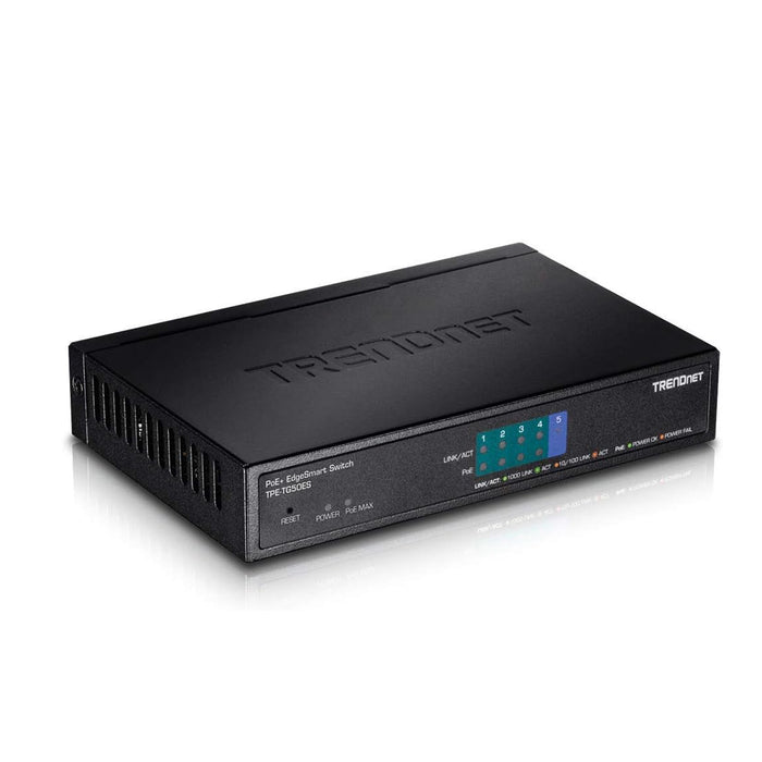 TRENDnet TPE-TG50ES 5-Port Gigabit EdgeSmart PoE+ Switch (31W)