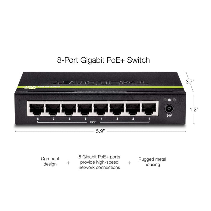 TRENDnet TPE-TG82G 8-Port Gigabit PoE+ Switch
