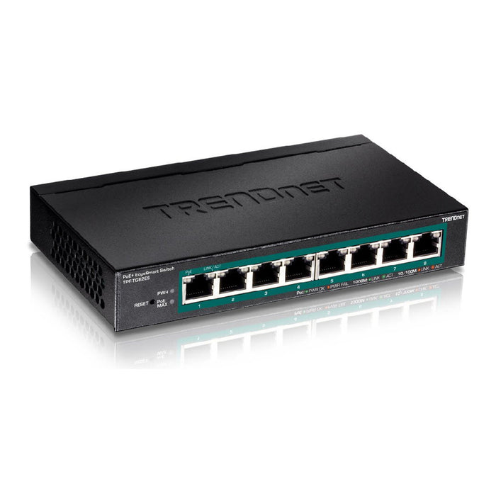 TRENDnet TPE-TG82ES 8-Port Gigabit EdgeSmart PoE+ Switch (61W)