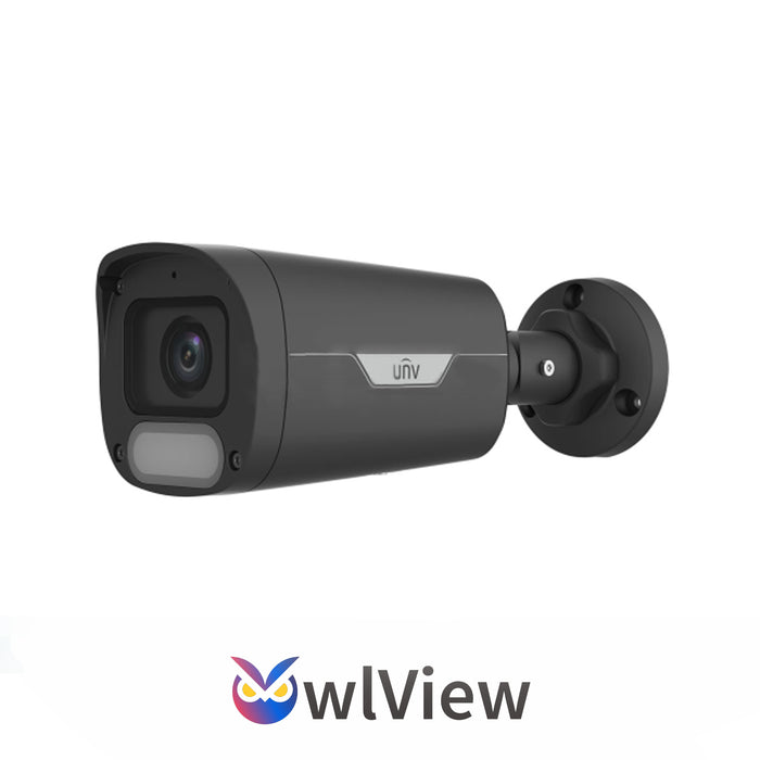 UNV IPC2318SR-ADF28KM-WP-BK,(8MP) Bullet, IPC 2.8mm Fixed Lens, Owlview, Microphone, WDR, Black, UL Listed