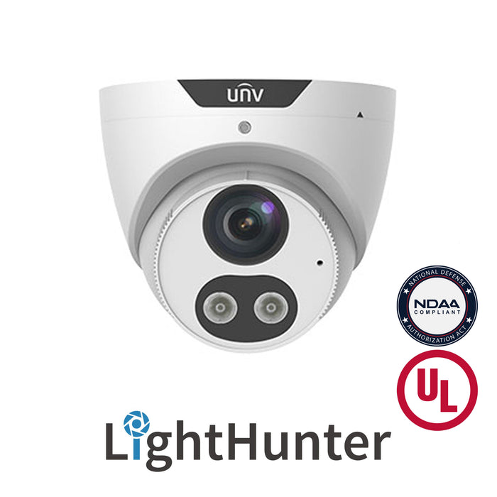 UNV IPC3614SB-ADF28(40)KMC-I0, (4MP) Turret, IPC 2.8mm Lens, Intelligent LightHunter + White Light, Microphone & Speaker, True WDR, UL Listed