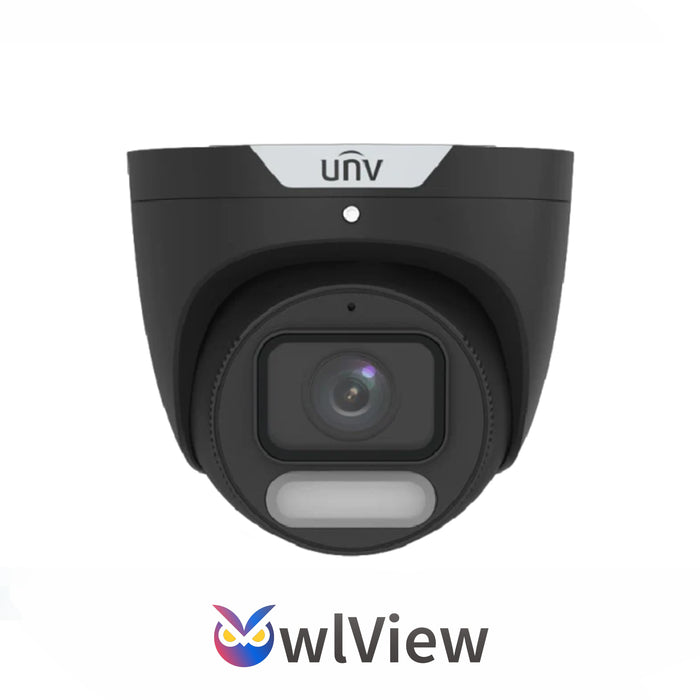 UNV IPC3628SR-ADF28KM-WP-BK, (8MP) Turret, IPC 2.8mm Fixed Lens, Owlview, Microphone, WDR, Black, UL Listed