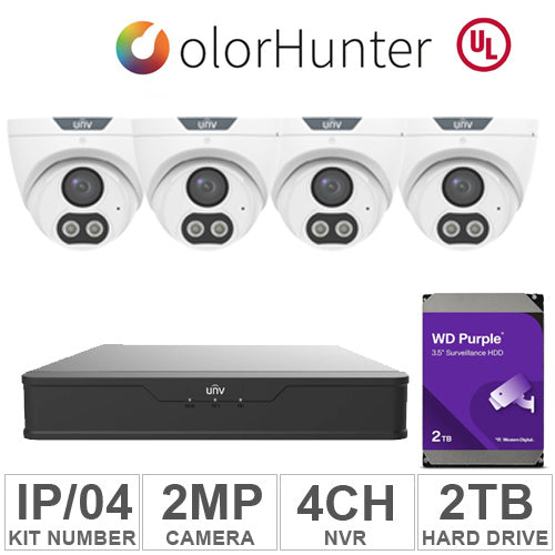 UNV KIT-IP/04 (4 IP Cameras 2MP + 1-WD/2-TB + 1-NVR/4-CH)