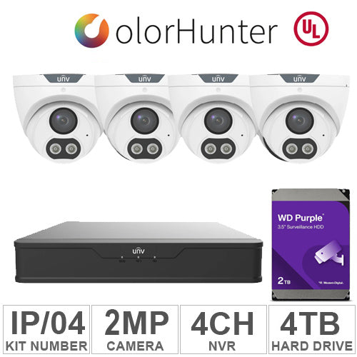 UNV KIT-IP/04 (4 IP Cameras 2MP + 1-WD/2-TB + 1-NVR/4-CH)
