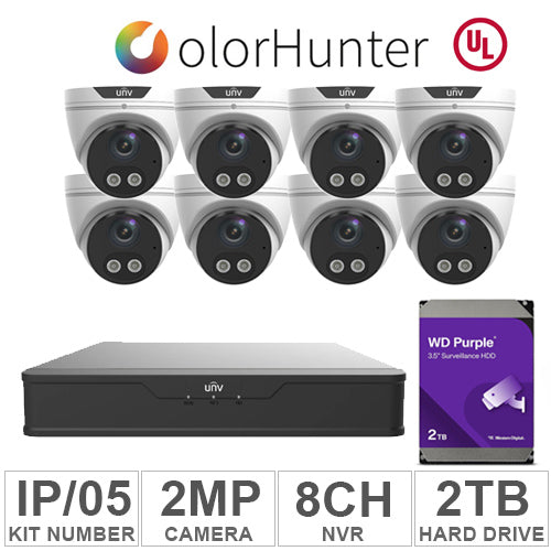 UNV KIT-IP/05 (8 IP Cameras 2MP + 1-WD/2-TB + 1-NVR/8-CH)