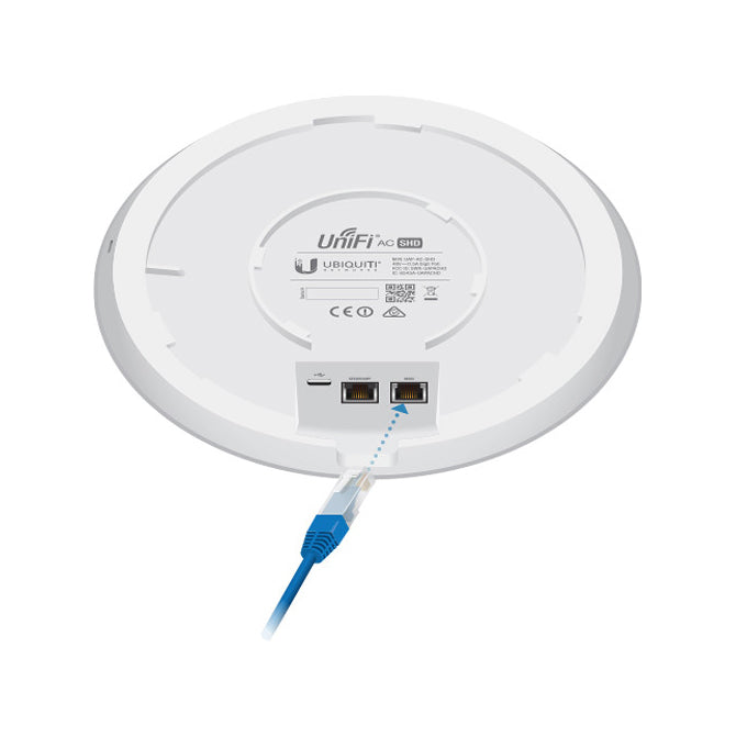 Ubiquiti UAP-AC-SHD-US,  IEEE 802.11ac 1.69 Gbit/s Wireless Access Point - 2.40 GHz, 5 GHz - MIMO Technology - 2 x Network (RJ-45) - Ceiling Mountable, Wall Mountable BLE