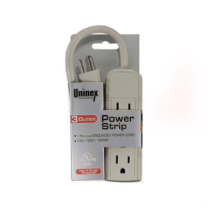 Uninex 3 OUTLET, 1FT GROUNDED POWER STRIP UL
