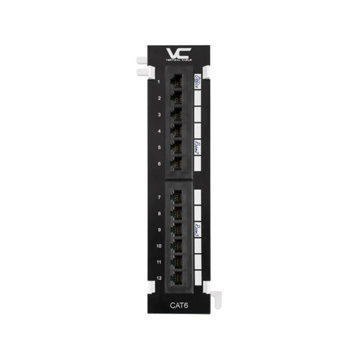 Vertical Cable (042-2134), CAT6 12 Port-Mini, 110 IDC Patch Panel, 1U Mini Vertical - Wall Mountable