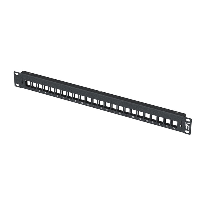 Vertical Cable (266-PKM02-24000), Optical Fiber Rack-Mount Panel, Keystone-Module, 1-RMU, 24-Position, Blank (Without Label Holders).