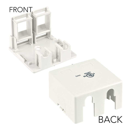 Vertical Cable (2 Port Box Surface Mount) No Jack, White, UL Listed