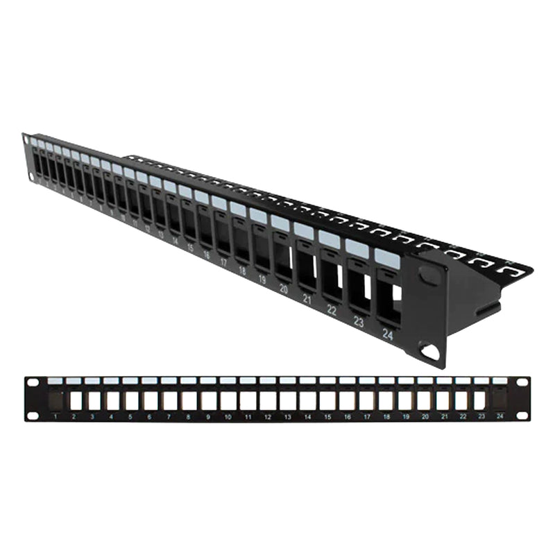 Vertical Cable (24 Port Blank Patch Panel with Cable Management 1U) Bl ...