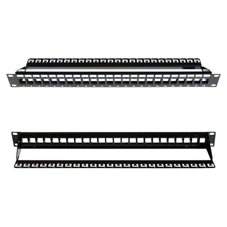 Vertical Cable (24 Port Blank Patch Panel with Cable Management 1U) Blank Patch Panel , Cable Manager, 24 Port, 1U, Black