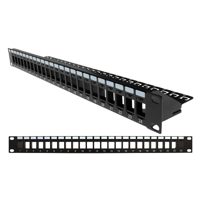 Vertical Cable (043-382/24/1U), Blank Patch Panel, with Cable Manager, 24 Port, Black