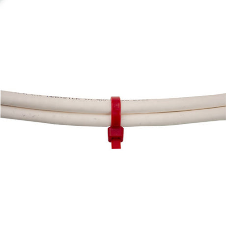Vertical Cable (8" Cable Ties Plenum) 50lb Tensile, Plenum, 100 Pack, Red UL Listed