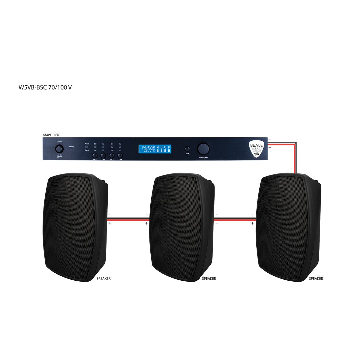 Vanco W5VB-BSC, 5.25” On-Wall Indoor/Outdoor Speaker, 8 ohm and 70V/100V