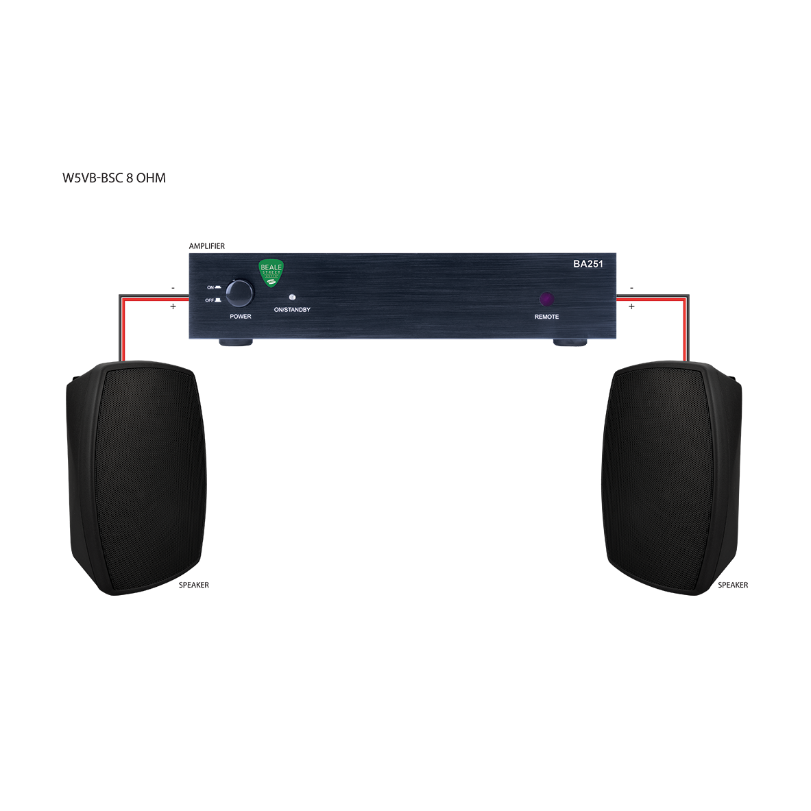 Vanco W5VB-BSC, 5.25” On-Wall Indoor/Outdoor Speaker, 8 ohm and 70V/100V