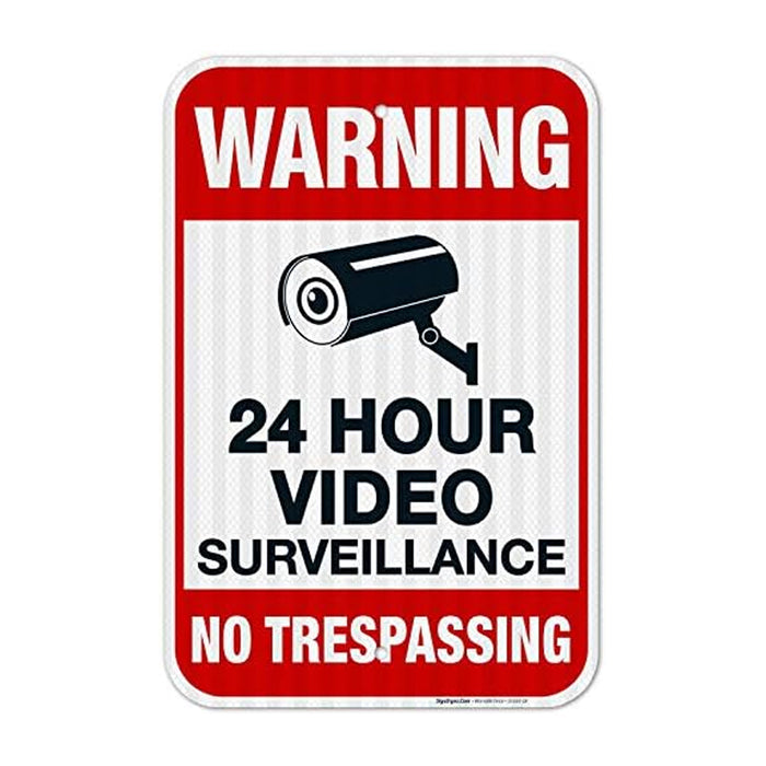 Acegear SIGNCCTV, 10X7 Video Surveillance Sign, No Trespassing Metal Reflective Warning Sign