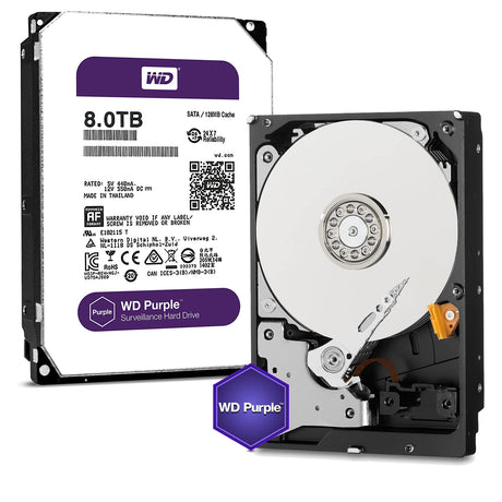 Western Digital 8TB Purple Surveillance Hard Disk Drive.