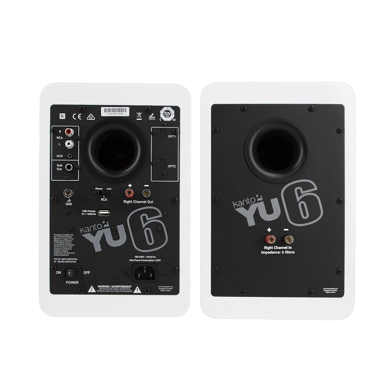 Kanto YUP6W, Passive 5.25" Speakers with 1" Silk Dome Tweeter and 5.25" Kevlar Woofer, Pair