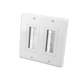 Vanco 120827X Decor Style Brush Bulk Cable Wall PlatesÂ (2-GANG ) White