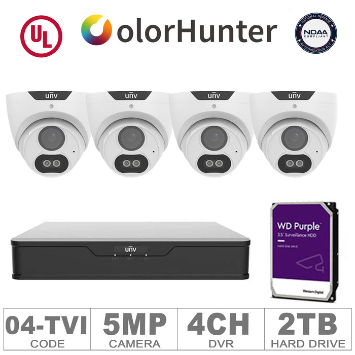 UNV KIT-TVI/04 (4 TVI Cameras 5MP + 1-WD/2-TB + 1-DVR/4-CH)