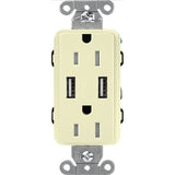 Lutron Claro CAR-15-UBTR, 15A Tamper Resistant Receptacle - Dual USB Type A