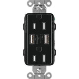 Lutron Claro CAR-15-UBTR, 15A Tamper Resistant Receptacle - Dual USB Type A