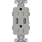 Lutron Claro CAR-15-UBTR, 15A Tamper Resistant Receptacle - Dual USB Type A