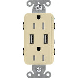 Lutron Claro CAR-15-UBTR, 15A Tamper Resistant Receptacle - Dual USB Type A