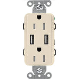 Lutron Claro CAR-15-UBTR, 15A Tamper Resistant Receptacle - Dual USB Type A