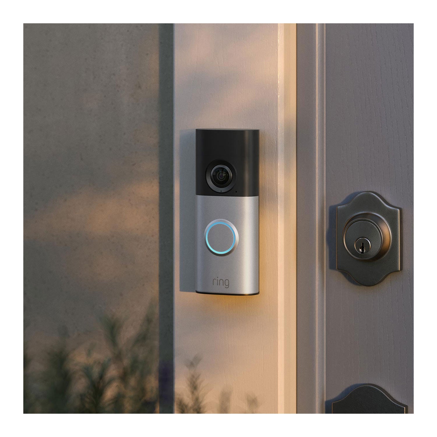Ring Video Doorbell Wired Plus 2K, 4x Enhanced Zoom, and Low-Light Sight, Nickel Silver