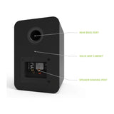 Kanto YUP4, Passive 4" Speakers with 1" Silk Dome Tweeter and 4" Kevlar Woofer - Black, Pair