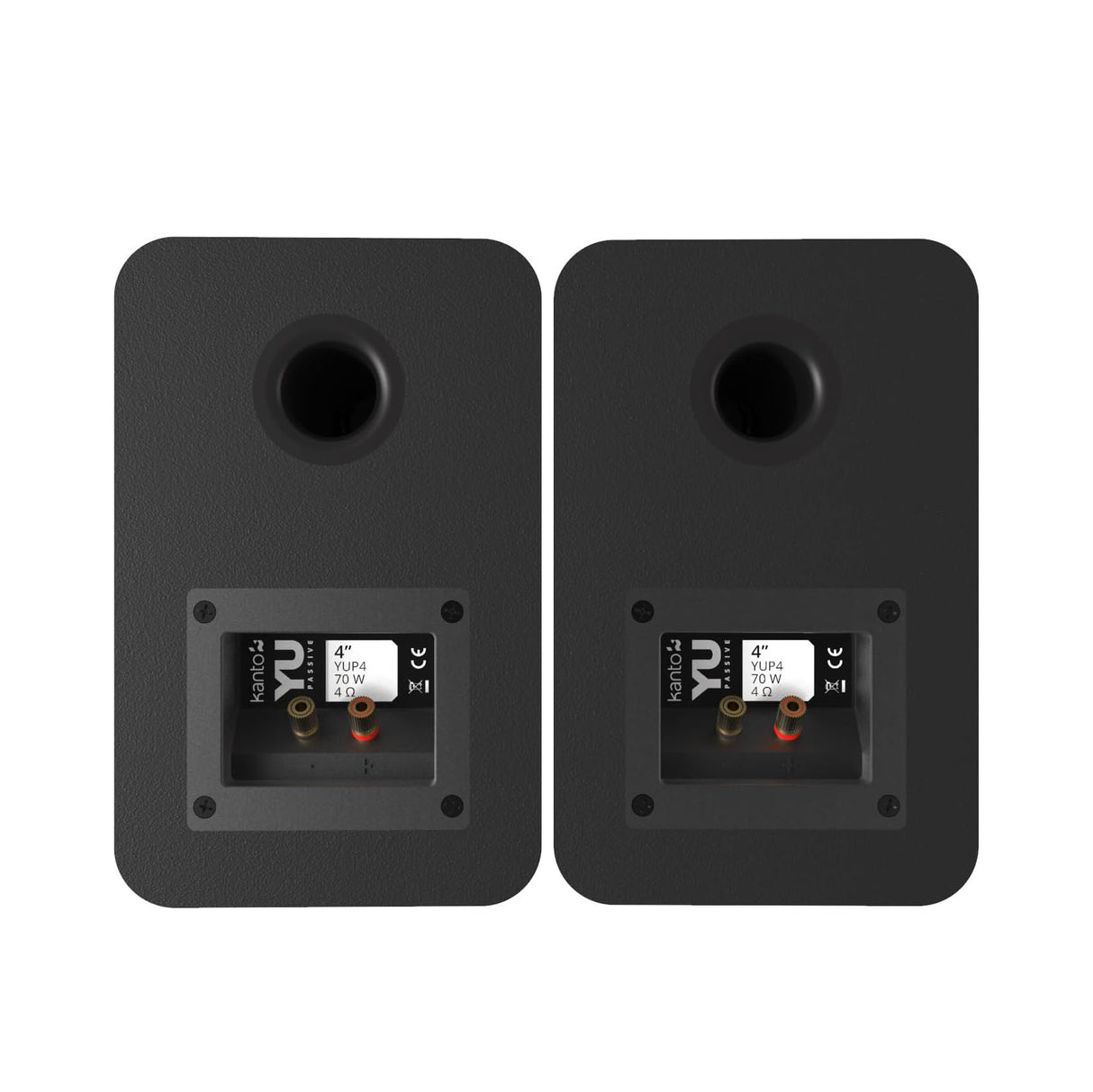 Kanto YUP4, Passive 4" Speakers with 1" Silk Dome Tweeter and 4" Kevlar Woofer - Black, Pair