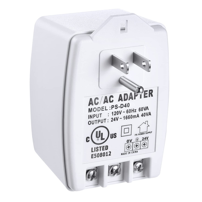 Acegear24VAC, 40 VA AC Transformer Plug in with PTC Fuse Compatible with Ring Nest Doorbell UL Listed