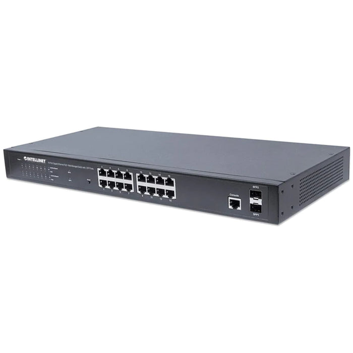 Intellinet 561341, 16-Port Gigabit Ethernet PoE+ Web-Managed Switch with 2 SFP Ports