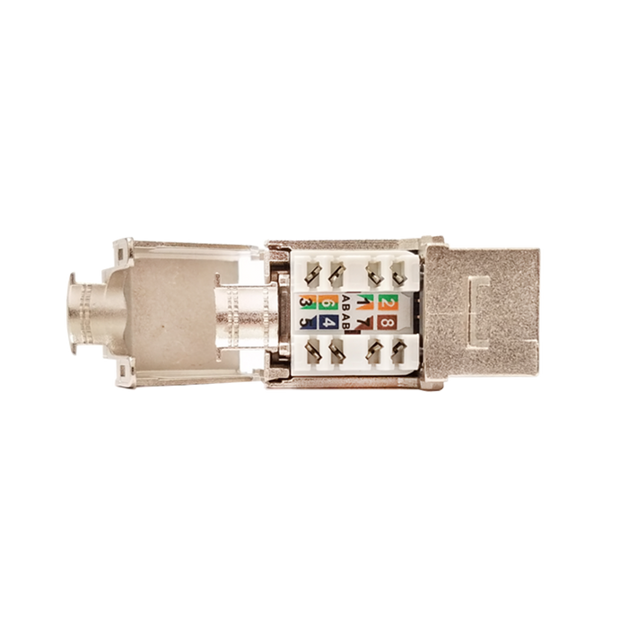 Vertical Cable 301-J2630/S, Shielded Cat 5E Keystone Jack 90°