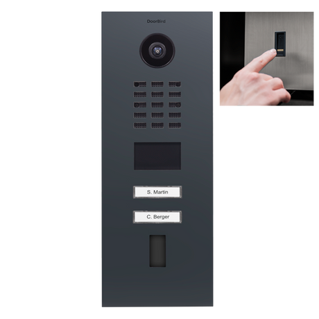 DoorBird D2102FV, Surface & Flush Possible, IP Video Door Station,  Fingerprint 50, 2 Units, 2 Call Buttons, (Housings sold separately)