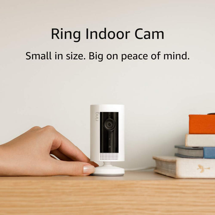 Ring Indoor Cam, Compact Plug-In HD security camera with two-way talk, Works with Alexa - White/Black