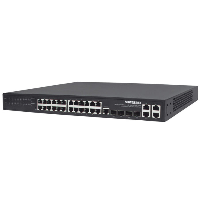 Intellinet 561426, 24-Port Gigabit Ethernet PoE+ Web-Managed Switch with 4 Gigabit Combo Base-T/SFP Ports