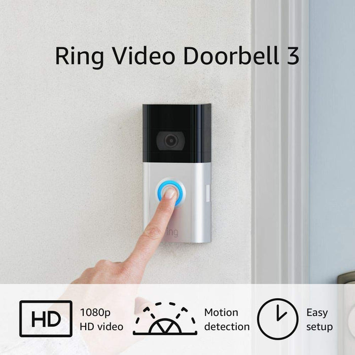 Ring Video Doorbell 3, Smart Wireless Doorbell Camera with Dual-Band WiFi, Quick Release Battery, 2-Way Talk, Night Vision