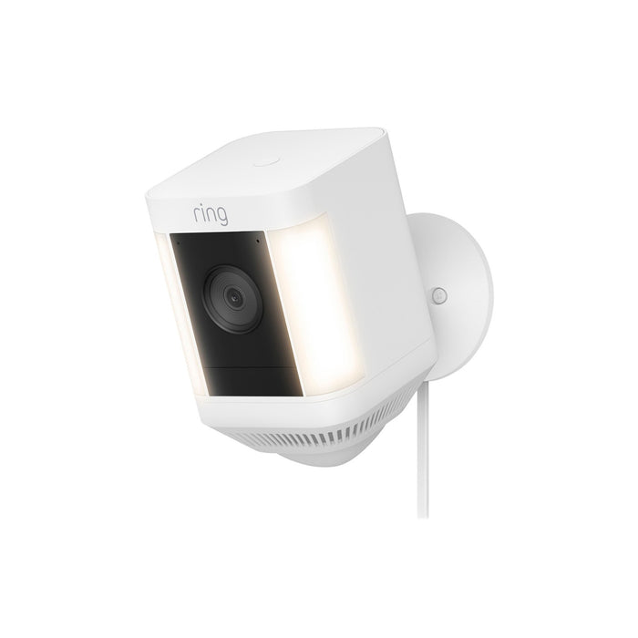 Ring Spotlight Cam Plus, Plug-in, Two-Way Talk, Color Night Vision, and Security Siren (White-Black)