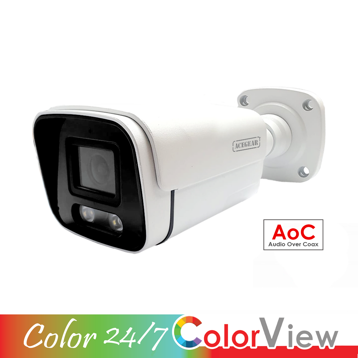 Acegear CT3207CV-AOC (2MP) Bullet, TVI/AHD/CVI/CVBS/ 2.8mm Fixed Lens, Color View 50ft. DWDR, AOC.