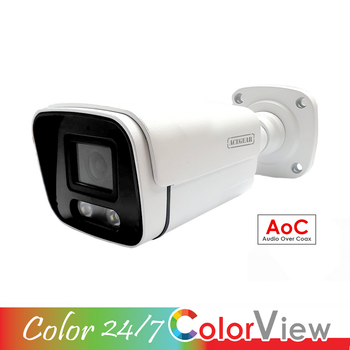 Acegear CT3207CV-AOC (2MP) Bullet, TVI/AHD/CVI/CVBS/ 2.8mm Fixed Lens, Color View 50ft. WDR, AOC.