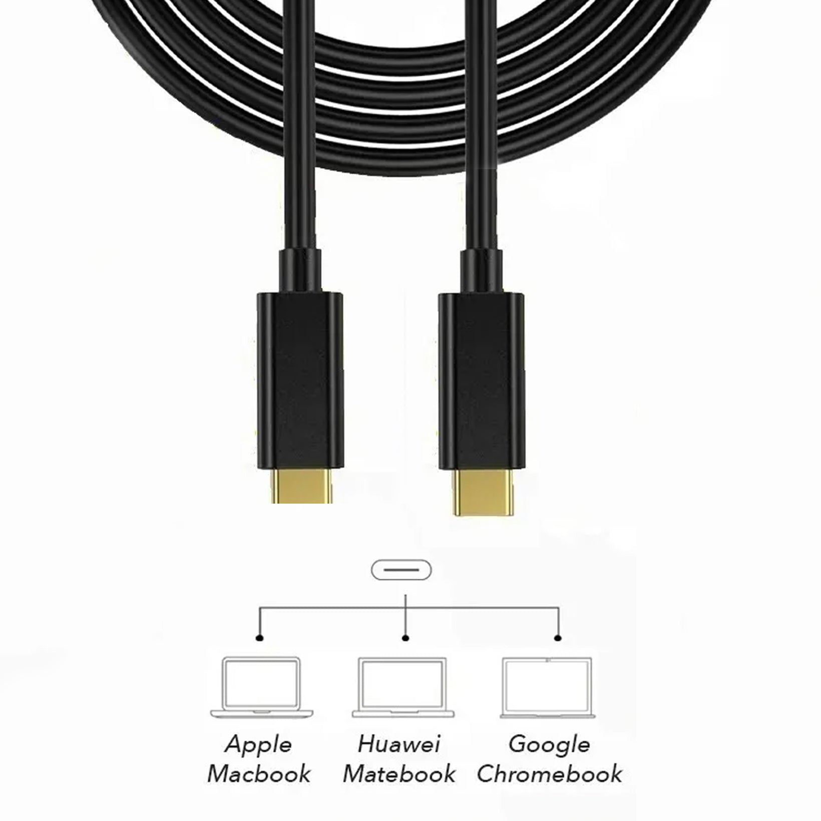 Acegear USBC2USBC1M, USB-C to USB-C Cable 1m, 3A USB 3.1 up to 10 Gbps Molded Gold-plated Support 4K@30Hz